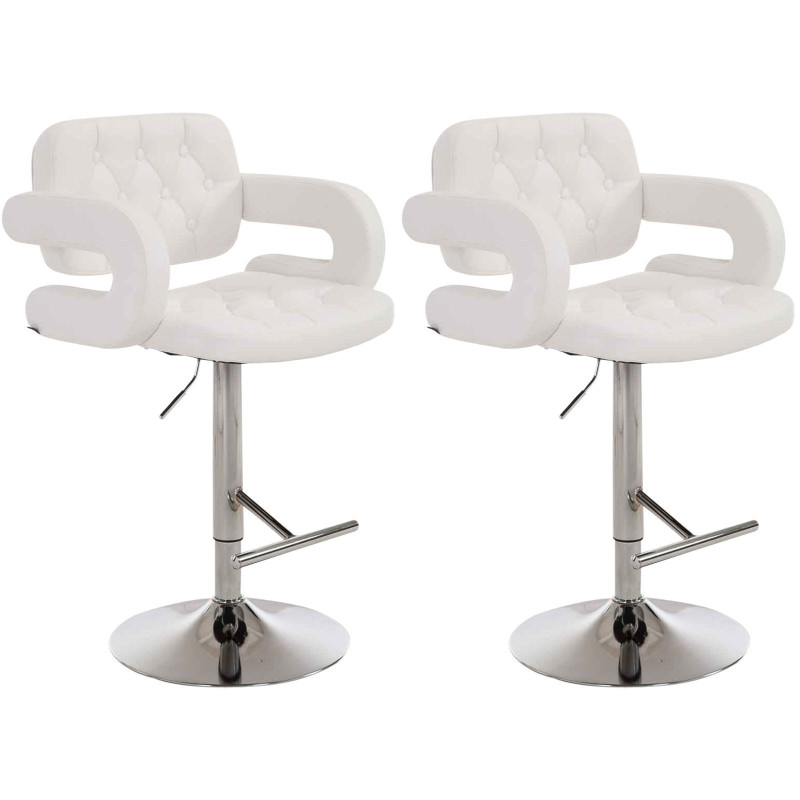 Set 2 Sgabelli Design Dublin In Similpelle bianco