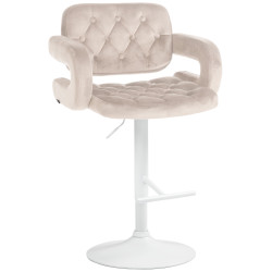 Tabouret de bar Dublin velours blanc crème