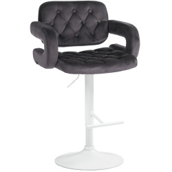 Tabouret de bar Dublin en velours blanc gris foncé