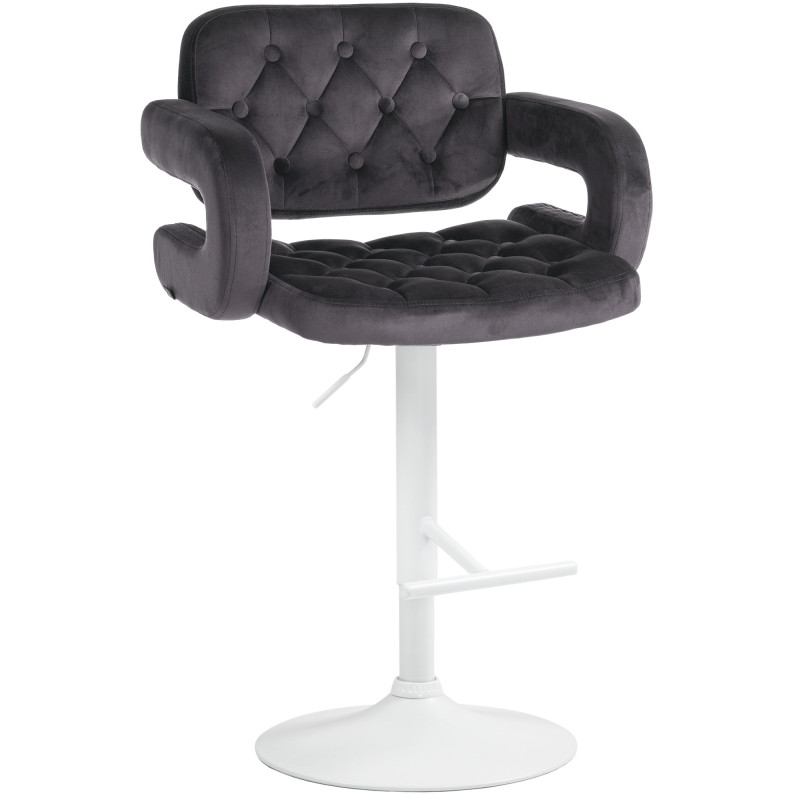 Tabouret de bar Dublin en velours blanc gris foncé