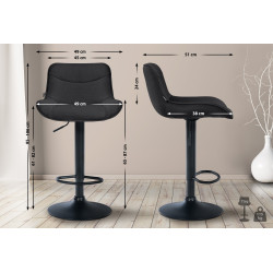 Tabouret de bar Vonore tissu noir noir