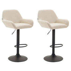 Set 2 Taburetes de bar Braga En Cuero PU Crema,Negro