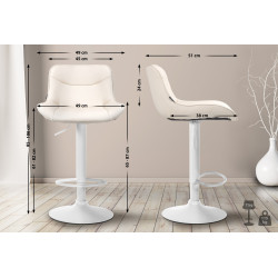 Tabouret de bar Vonore en cuir artificiel blanc crème