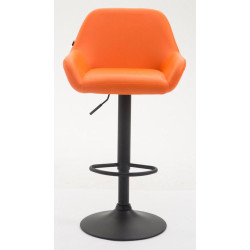 Lot de 2 tabourets de bar Braga, similicuir, noirs orange