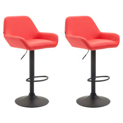 Set 2 Sgabelli Bar Braga In Similpelle rosso,nero