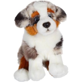 Gipsy Toys - Chien Berger Australien Assis  - 25 cm - Blanc - Marron - Gris - Noir