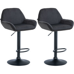 Lot de 2 tabourets de bar Braga velours noir