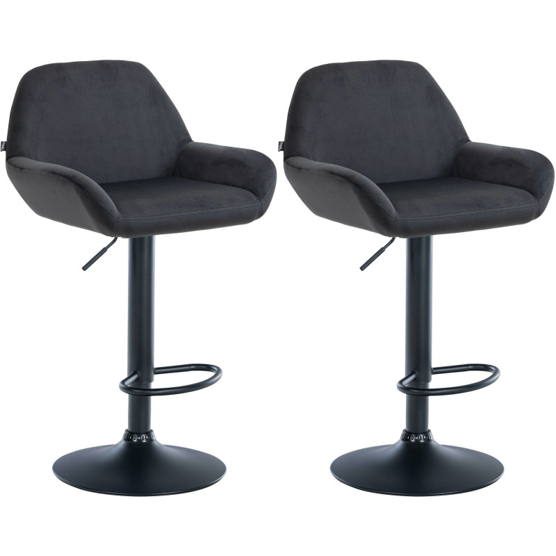 Lot de 2 tabourets de bar Braga velours noir