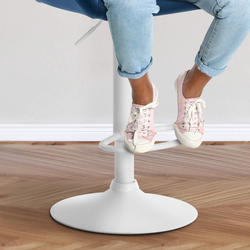 Lot de 2 tabourets de bar Braga velours blanc bleu