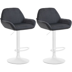 Lot de 2 tabourets de bar Braga velours blanc noir