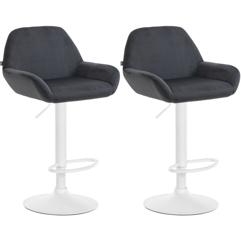Lot de 2 tabourets de bar Braga velours blanc noir