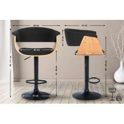 Tabouret de bar Vestal en tissu naturel/noir