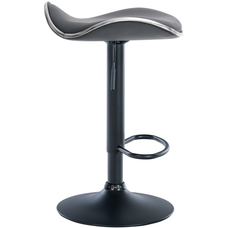 Tabouret de bar Shanghai, simili cuir noir et gris