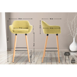 Tabouret de bar Grant en tissu vert clair