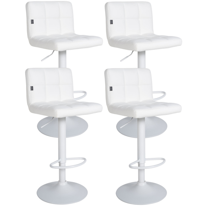 Lot de 4 tabourets de bar Feni, simili cuir, blanc