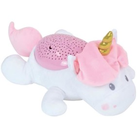 Peluche veilleuse et musicale LICORNE - JEMINI - +/- 39 cm - Rose - Piles - Plush