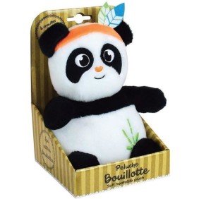 Peluche bouillotte INDIAN PANDA - JEMINI - H 21 cm - Blanc et noir - Bébé