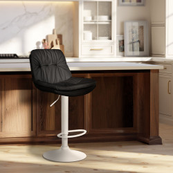 Tabouret de bar Laurel simili cuir blanc noir
