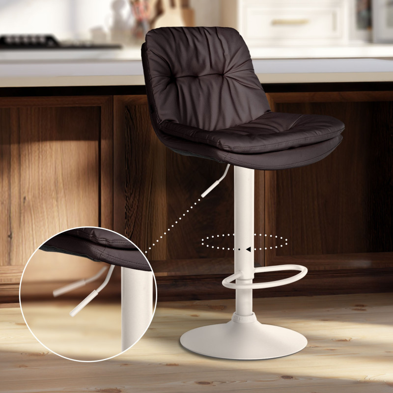 Tabouret de bar Laurel simili cuir blanc marron