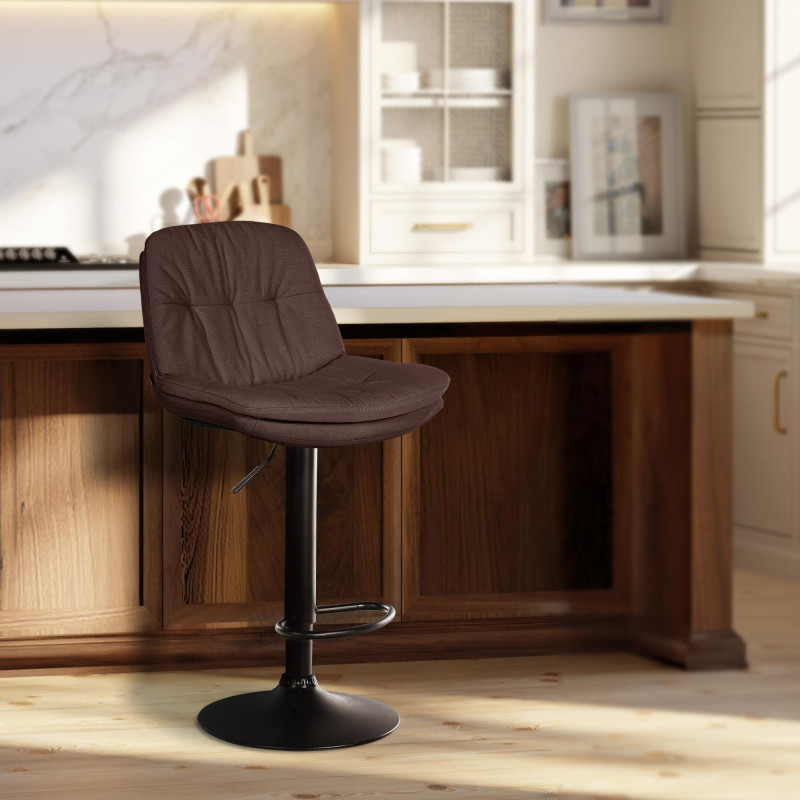 Tabouret de bar Laurel tissu noir marron