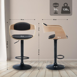 Lot de 2 tabourets de bar Kingston B en cuir synthétique naturel/noir