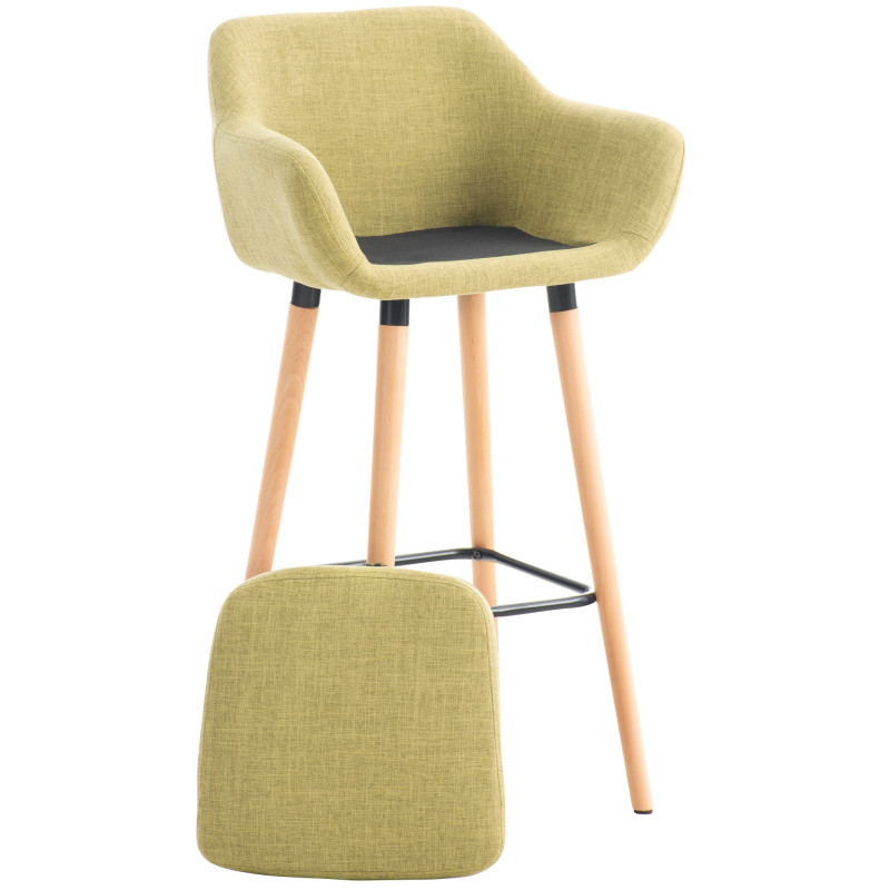 Tabouret de bar Grant en tissu vert clair