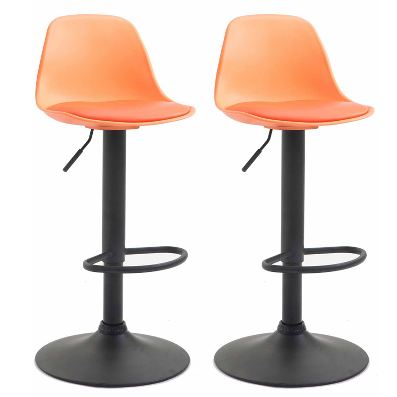 Lot de 2 tabourets de bar Kiel, en plastique noir orange