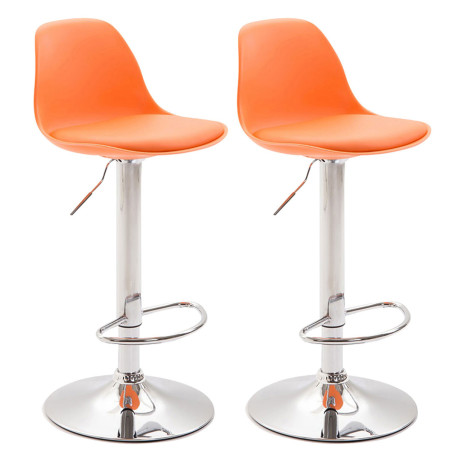 Set 2 sgabelli Kiel in polipropilene e similpelle cromo,arancione