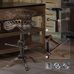 Set 2 Sgabelli Bar industriali Butch In Ghisa bronzo