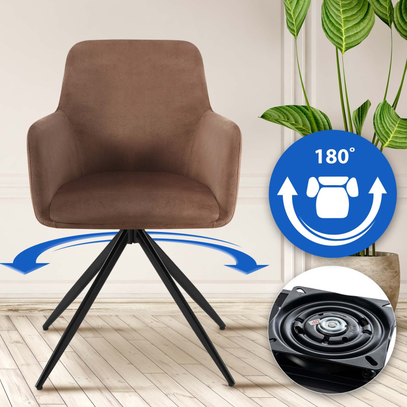 Chaise de salle à manger Olema en velours marron