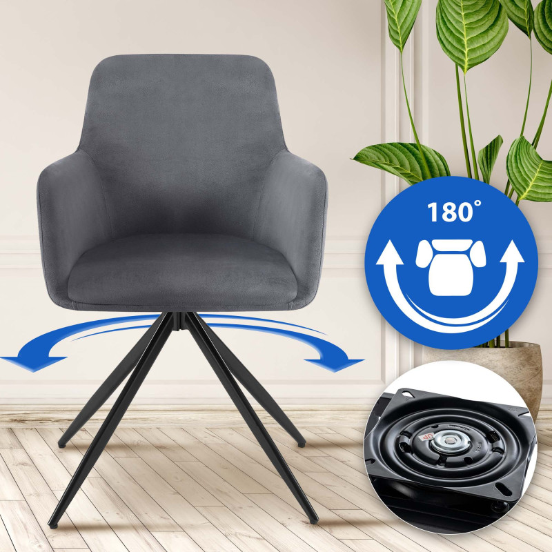 Chaise de salle à manger Olema en velours gris foncé