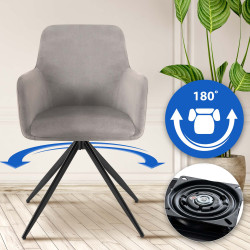 Chaise de salle à manger Olema en velours gris