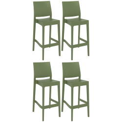 Lot de 4 tabourets de bar Maya olive