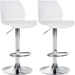 Lot de 2 tabourets de bar Gilbert, plastique blanc