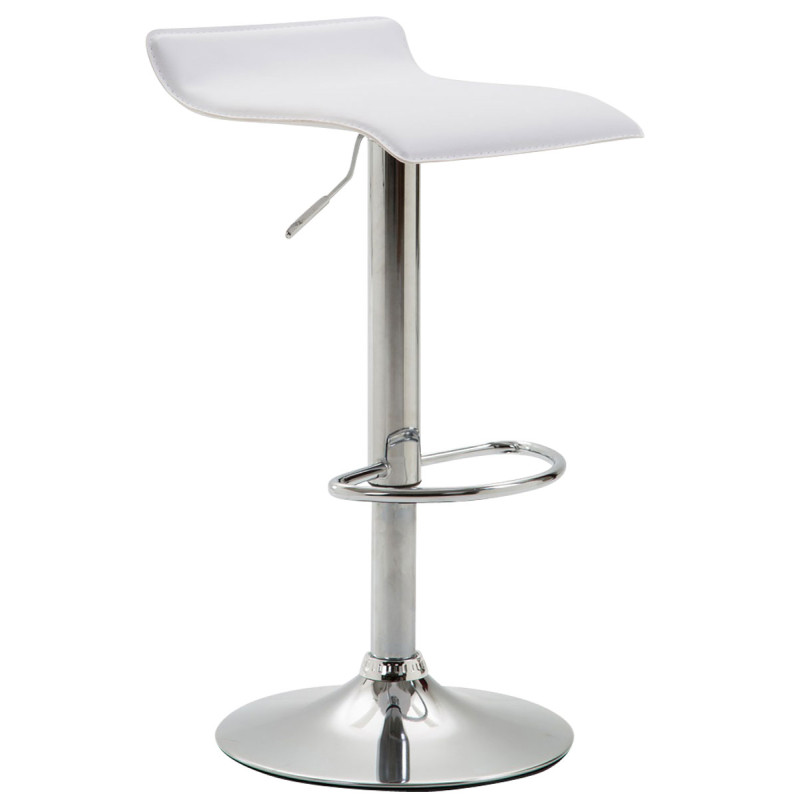 Tabouret de bar Dyn V2 en cuir synthétique chromé blanc
