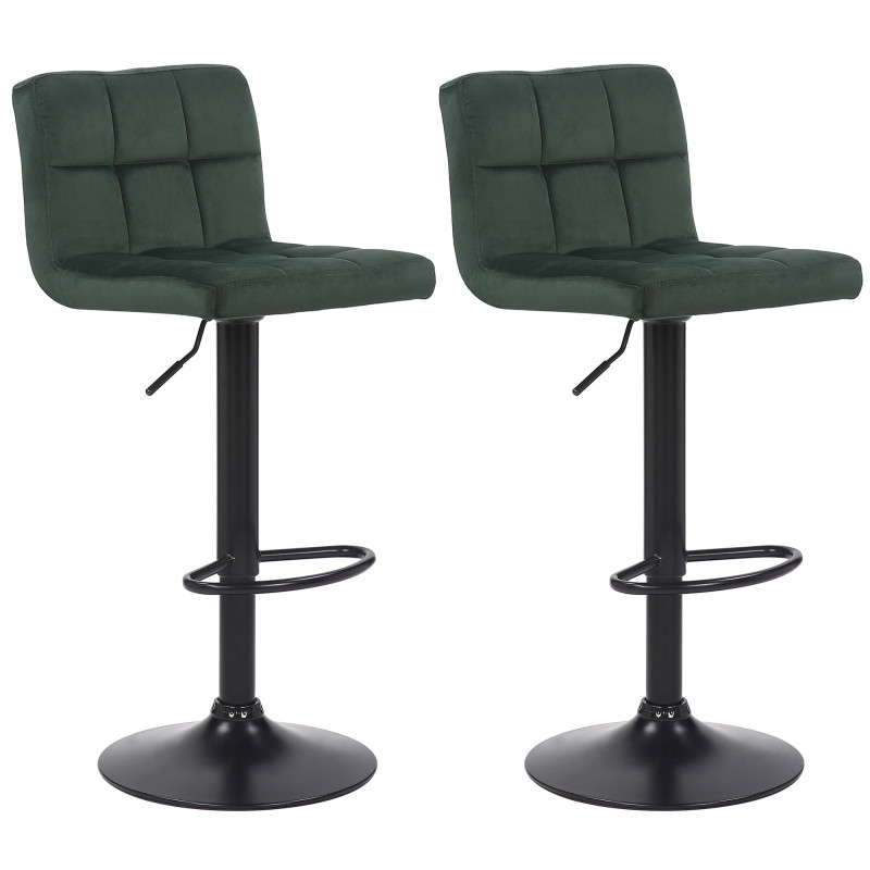 Lot de 2 tabourets de bar en velours Feni