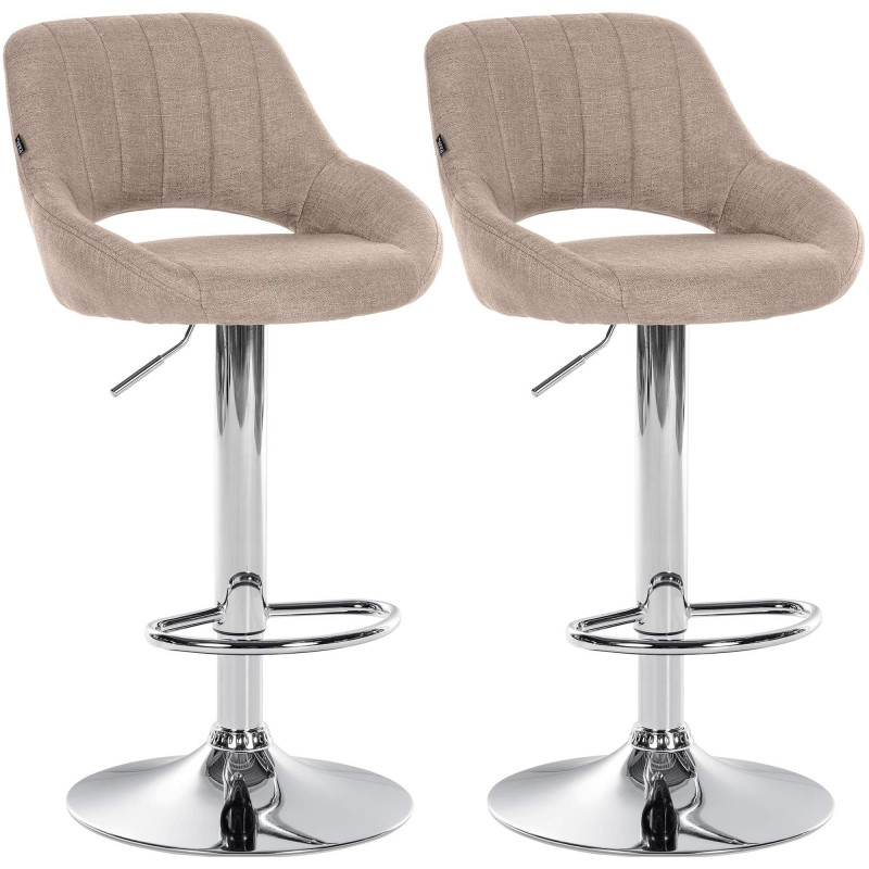 Lot de 2 tabourets de bar Milet tissu C taupe