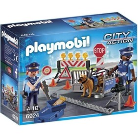 Playmobil - Barrage de Police - City Action - Contrôle de vitesse - Accessoires inclus