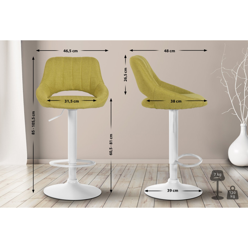 Lot de 2 tabourets de bar Milet tissu W vert