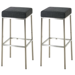 Lot de 2 tabourets de bar Montréal 85 tissu acier inoxydable gris foncé