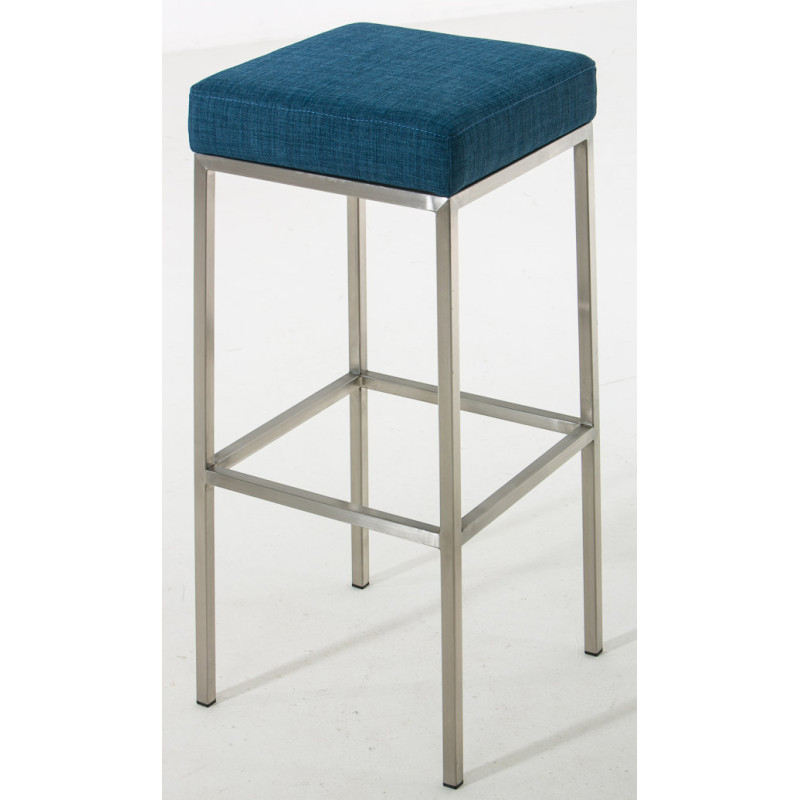 Set 2 sgabelli bar Montreal in tessuto blu,acciaio inossidabile