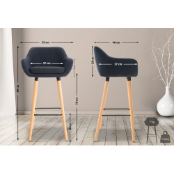 Tabouret de bar Grant en tissu noir