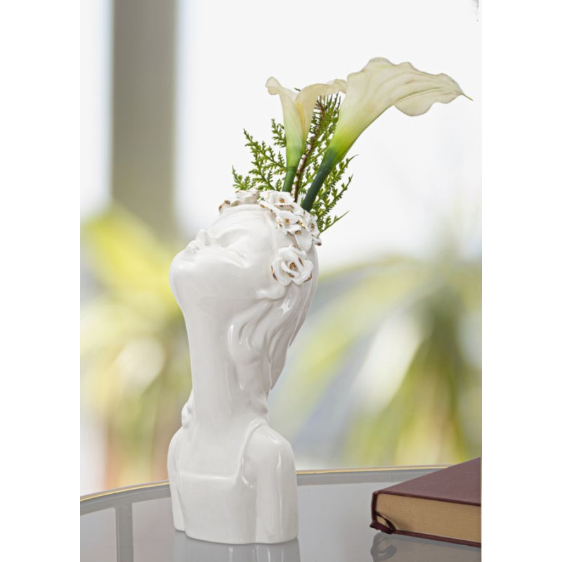 VASE JEUNE FEMME ROSES CM 10x14x26