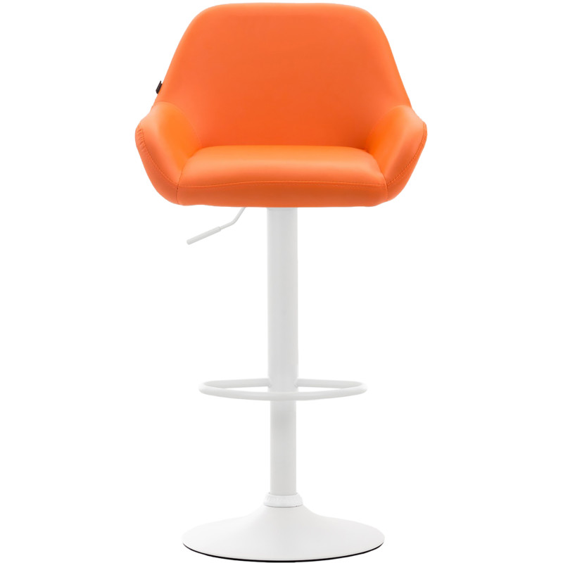 Taburete De Bar Braga En Simil Cuero Naranja,Blanco