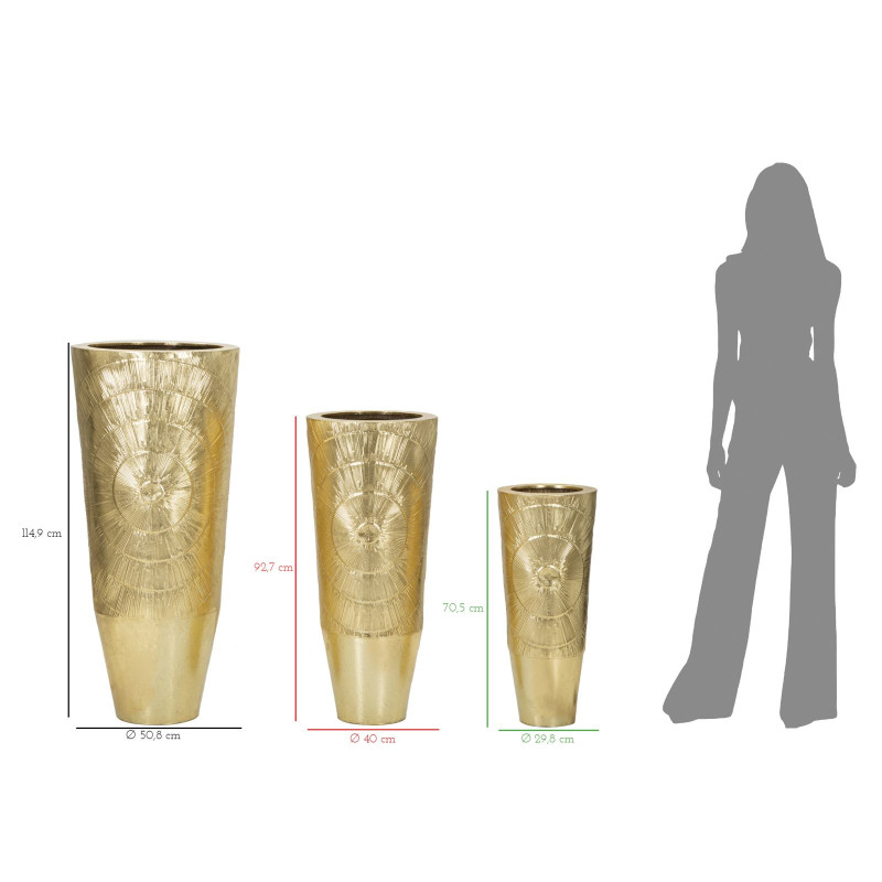 PORTE-VASE DORÉ LOT DE 3 PCS CM Ø 50,8X114,9-40X92,7-29,8X70,5
