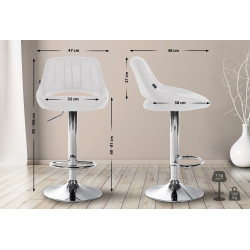 Tabouret de bar Milet en cuir artificiel chromé blanc