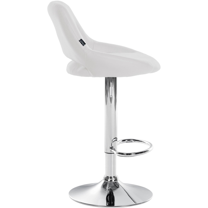 Tabouret de bar Milet en cuir artificiel chromé blanc