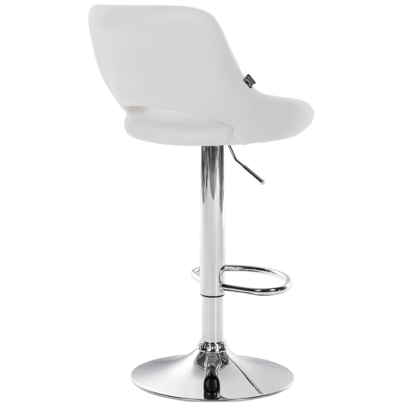 Tabouret de bar Milet en cuir artificiel chromé blanc