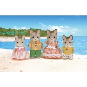 SYLVANIAN FAMILIES - 5180 - Famille Chat Tigre - Les Familles - Articulée et Habillée - A partir de 3 ans