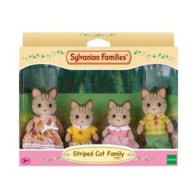 SYLVANIAN FAMILIES - 5180 - Famille Chat Tigre - Les Familles - Articulée et Habillée - A partir de 3 ans